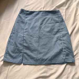 authentic brandy melville dainty plaid blue cara skirt